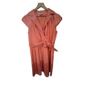 Kay Unger Womens Silk Knee-Length Dress With Embroidered Hem - Size 14